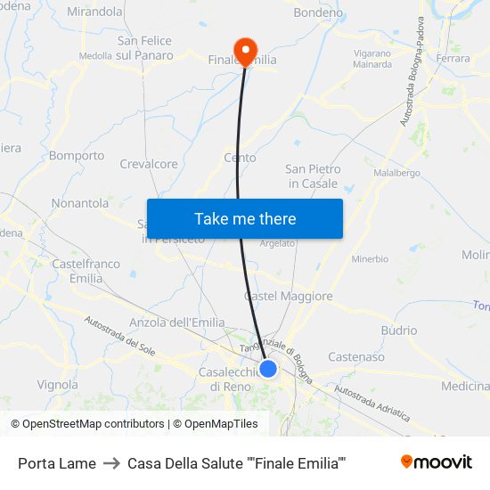 Porta Lame to Casa Della Salute ""Finale Emilia"" map