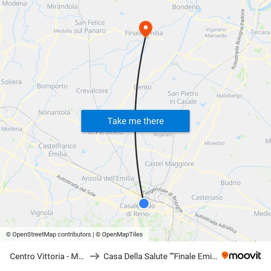 Centro Vittoria - Mast to Casa Della Salute ""Finale Emilia"" map