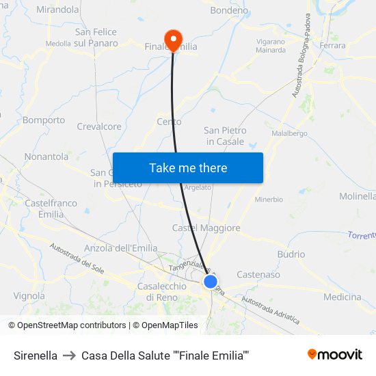 Sirenella to Casa Della Salute ""Finale Emilia"" map