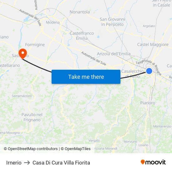Irnerio to Casa Di Cura Villa Fiorita map