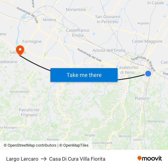 Largo Lercaro to Casa Di Cura Villa Fiorita map