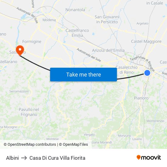 Albini to Casa Di Cura Villa Fiorita map