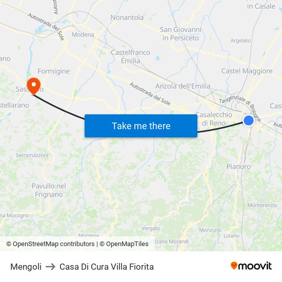 Mengoli to Casa Di Cura Villa Fiorita map