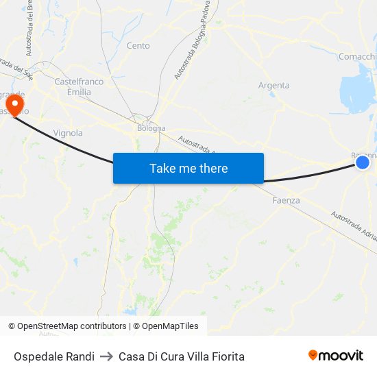 Ospedale Randi to Casa Di Cura Villa Fiorita map