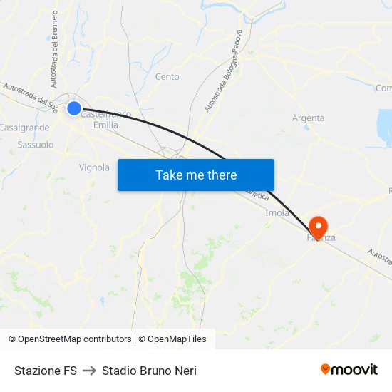 Stazione FS to Stadio Bruno Neri map