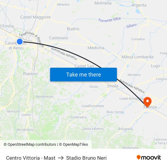 Centro Vittoria - Mast to Stadio Bruno Neri map
