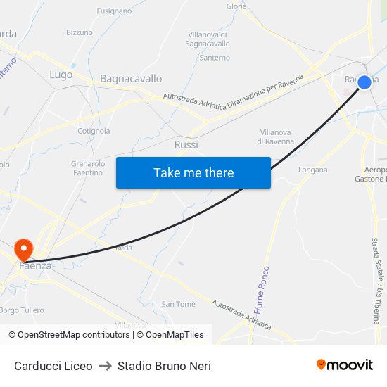 Carducci Liceo to Stadio Bruno Neri map