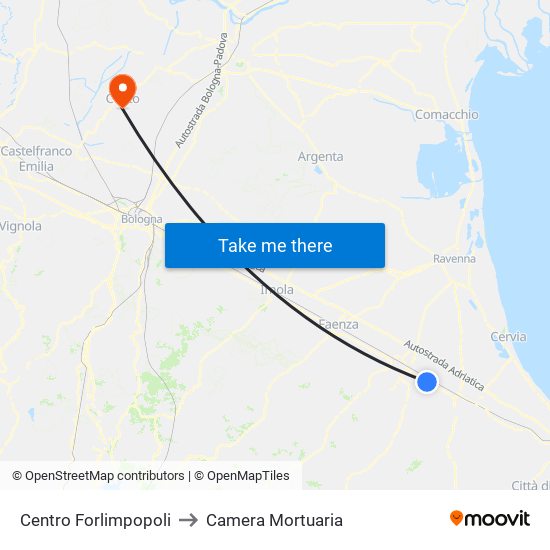 Centro Forlimpopoli to Camera Mortuaria map