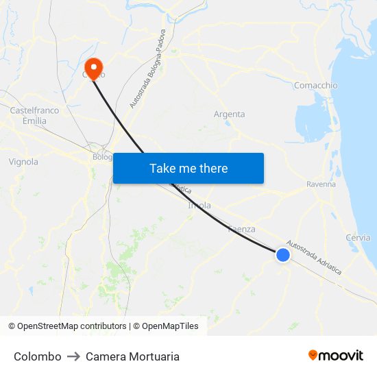 Colombo to Camera Mortuaria map