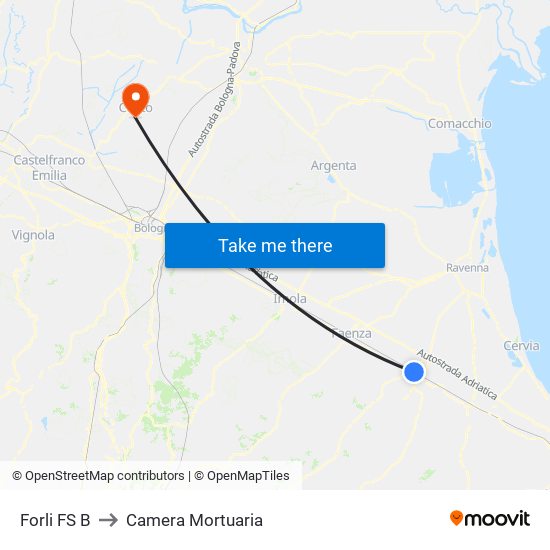 Forli FS B to Camera Mortuaria map