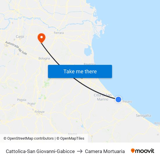 Cattolica-San Giovanni-Gabicce to Camera Mortuaria map