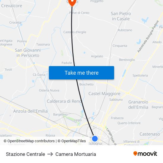 Stazione Centrale to Camera Mortuaria map