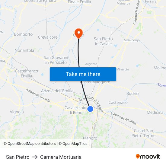 San Pietro to Camera Mortuaria map