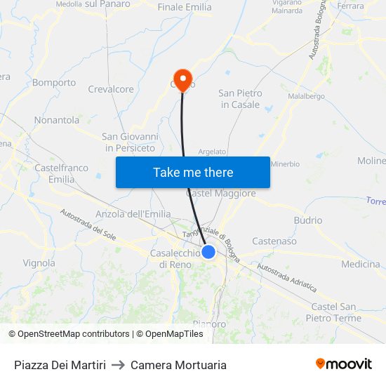 Piazza Dei Martiri to Camera Mortuaria map