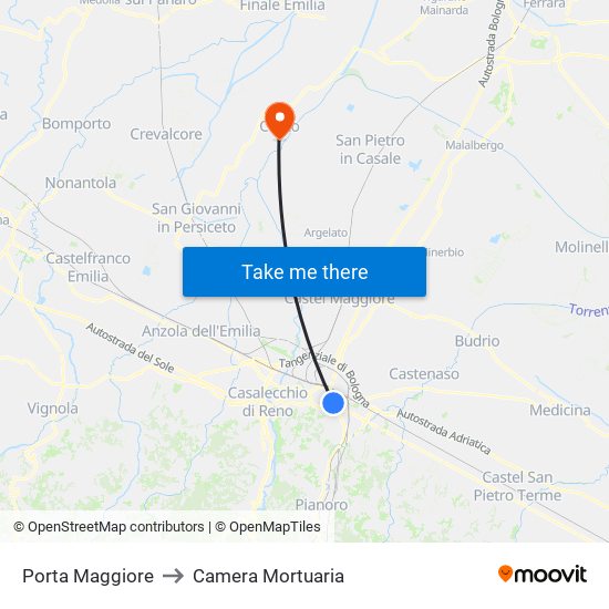 Porta Maggiore to Camera Mortuaria map