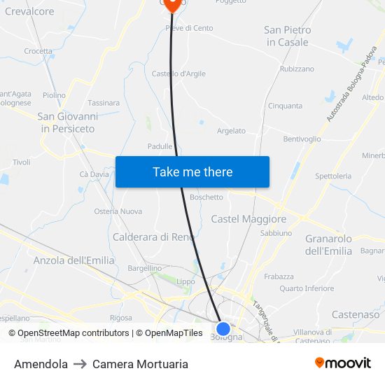 Amendola to Camera Mortuaria map