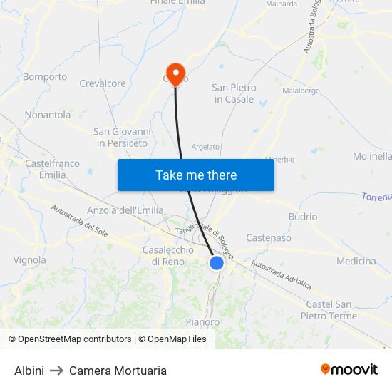 Albini to Camera Mortuaria map