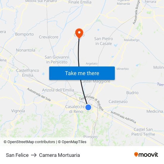 San Felice to Camera Mortuaria map