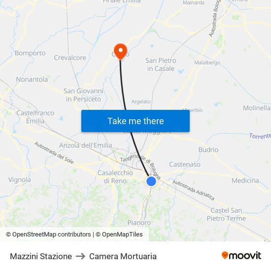Mazzini Stazione to Camera Mortuaria map