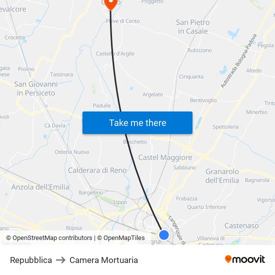 Repubblica to Camera Mortuaria map