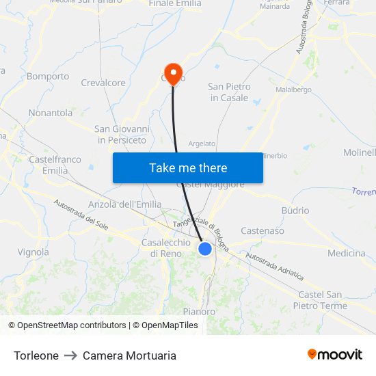 Torleone to Camera Mortuaria map