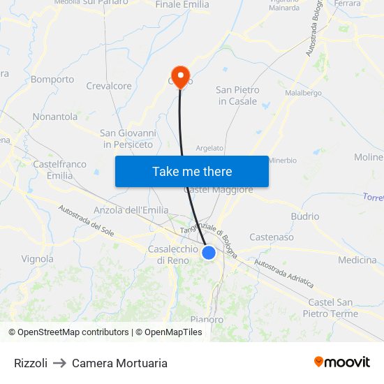 Rizzoli to Camera Mortuaria map