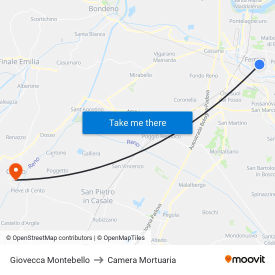 Giovecca Montebello to Camera Mortuaria map