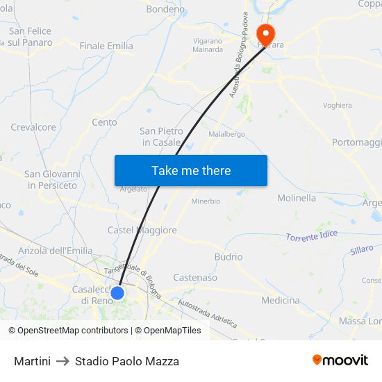 Martini to Stadio Paolo Mazza map