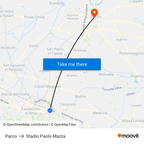 Parco to Stadio Paolo Mazza map