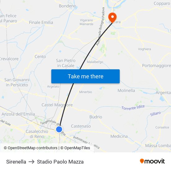 Sirenella to Stadio Paolo Mazza map