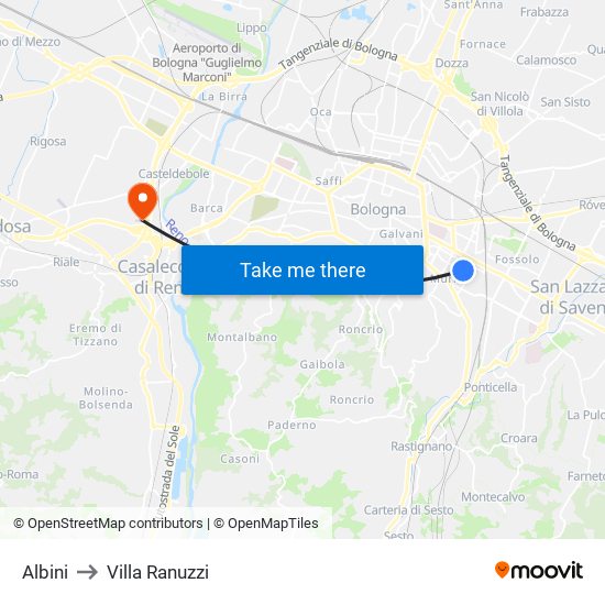 Albini to Villa Ranuzzi map