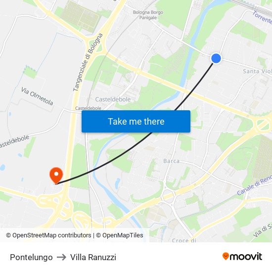 Pontelungo to Villa Ranuzzi map