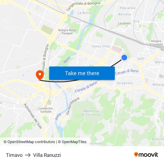 Timavo to Villa Ranuzzi map