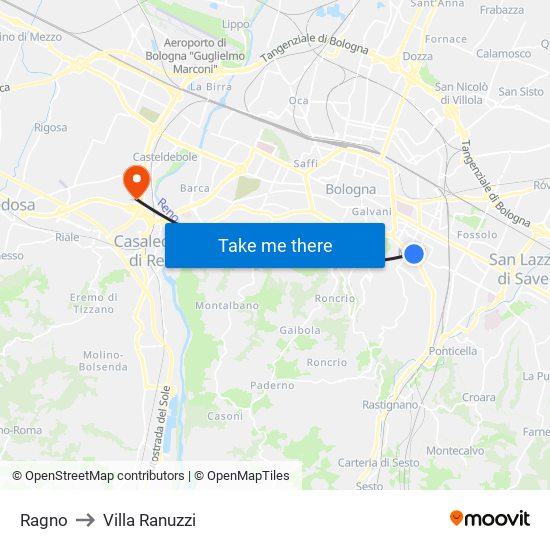 Ragno to Villa Ranuzzi map