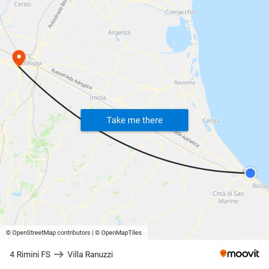 4 Rimini FS to Villa Ranuzzi map