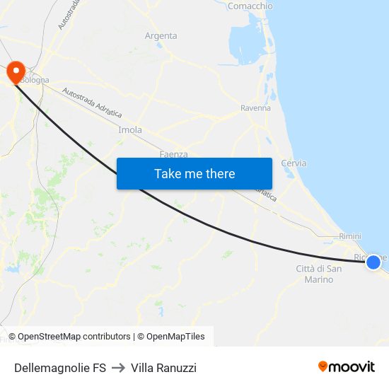 Dellemagnolie FS to Villa Ranuzzi map