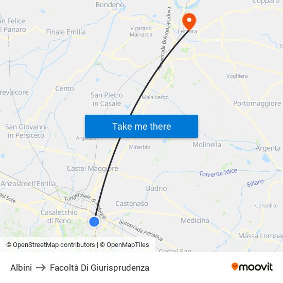 Albini to Facoltà Di Giurisprudenza map