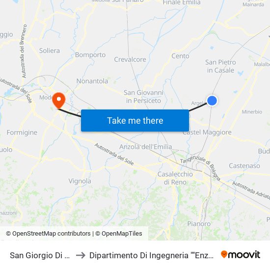 San Giorgio Di Piano to Dipartimento Di Ingegneria ""Enzo Ferrari"" map