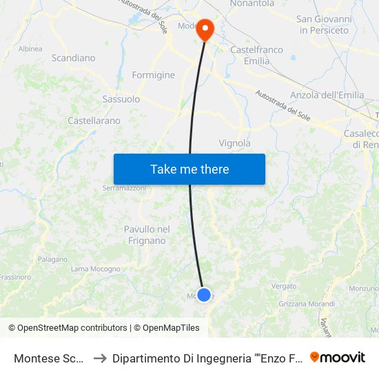 Montese Scuole to Dipartimento Di Ingegneria ""Enzo Ferrari"" map
