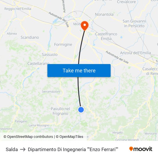 Salda to Dipartimento Di Ingegneria ""Enzo Ferrari"" map