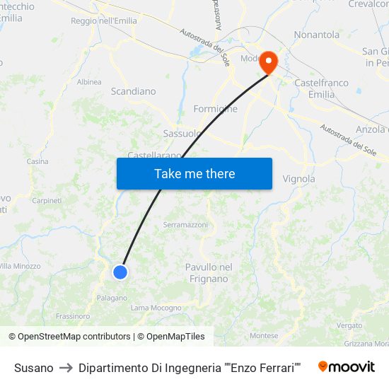 Susano to Dipartimento Di Ingegneria ""Enzo Ferrari"" map