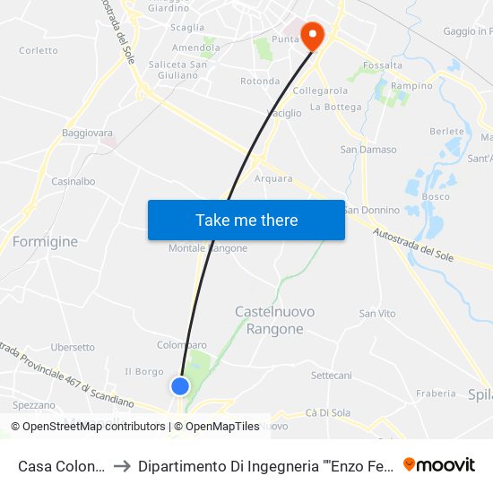 Casa Colonica to Dipartimento Di Ingegneria ""Enzo Ferrari"" map