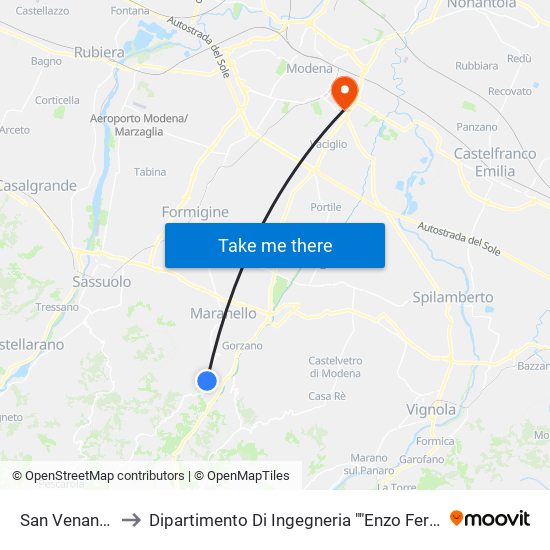 San Venanzio to Dipartimento Di Ingegneria ""Enzo Ferrari"" map