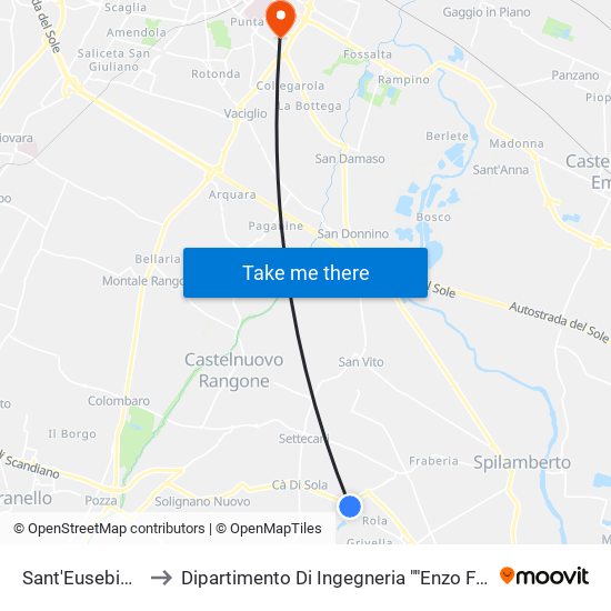 Sant'Eusebio Bv to Dipartimento Di Ingegneria ""Enzo Ferrari"" map