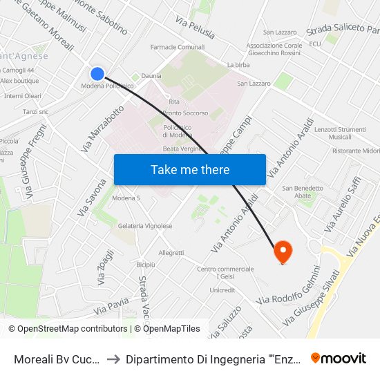 Moreali Bv Cucchiari to Dipartimento Di Ingegneria ""Enzo Ferrari"" map