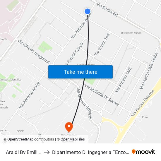 Araldi Bv Emilia Est to Dipartimento Di Ingegneria ""Enzo Ferrari"" map