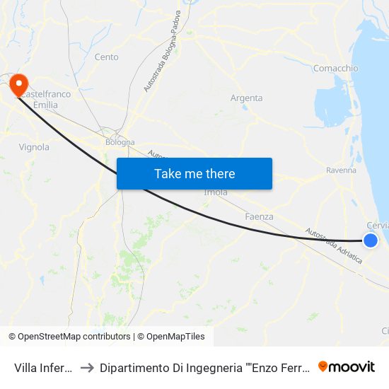 Villa Inferno to Dipartimento Di Ingegneria ""Enzo Ferrari"" map