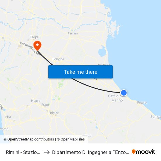 Rimini - Stazione FS to Dipartimento Di Ingegneria ""Enzo Ferrari"" map