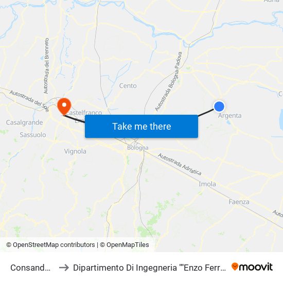 Consandolo to Dipartimento Di Ingegneria ""Enzo Ferrari"" map