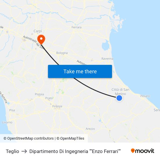 Teglio to Dipartimento Di Ingegneria ""Enzo Ferrari"" map